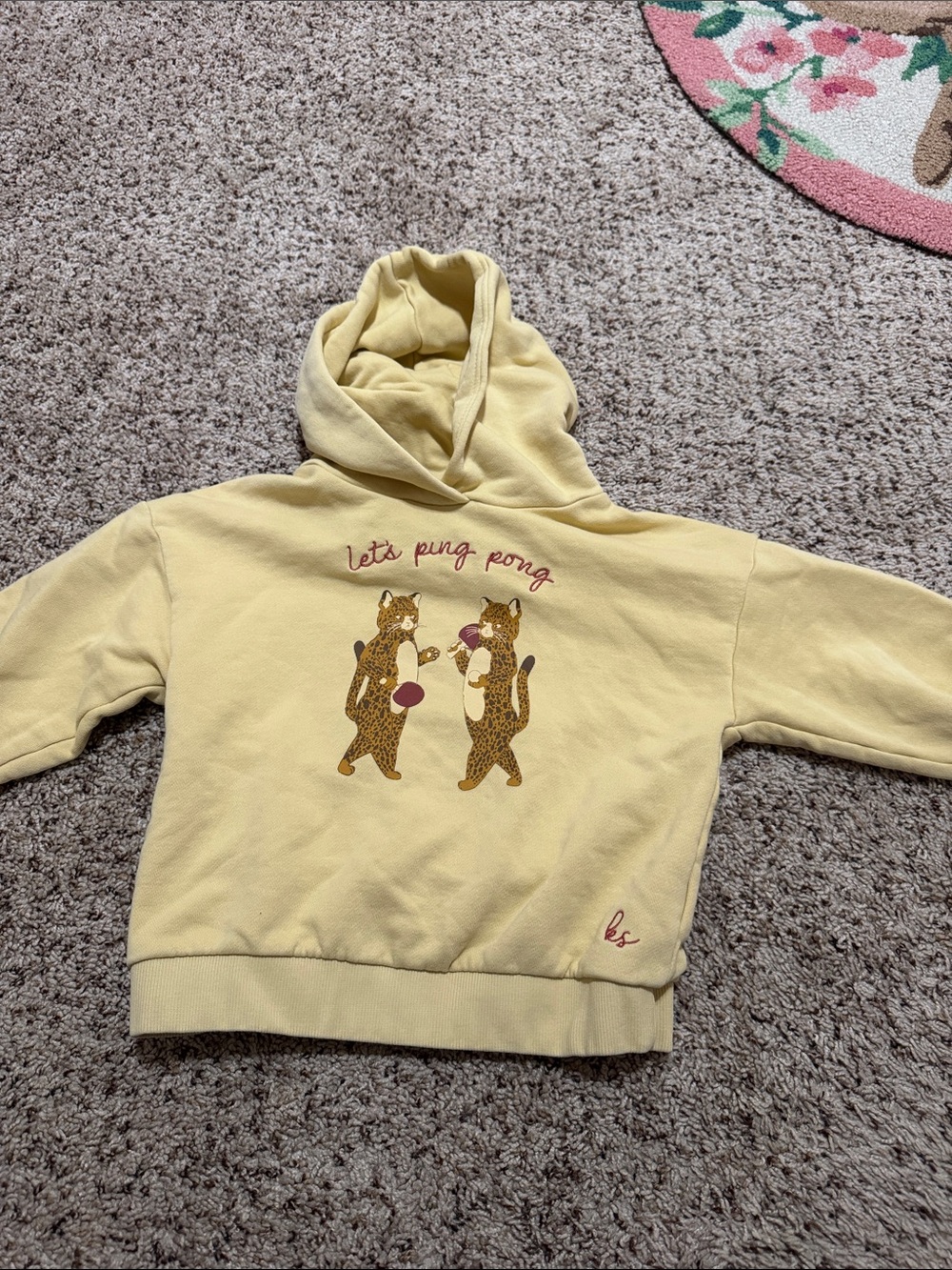 Konges Slojd Kids Yellow 'Let's Ping Pong' Graphic Hoodie